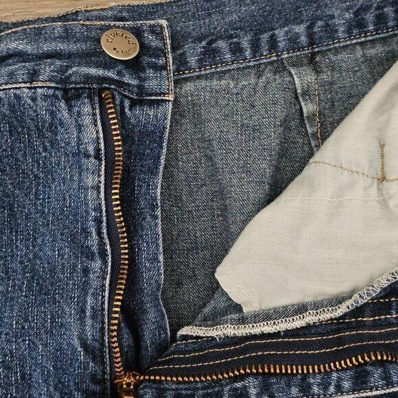 Riveted By Lee Denim Cotton High Waist Pencil Two Tone Midi Blue Jean Skirt - Picture 5 of 9